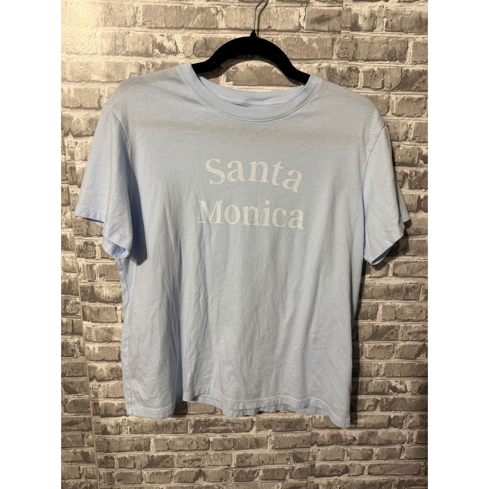 American Eagle Santa Monica Graphic T-Shirt Light Blue Womens Size Medium